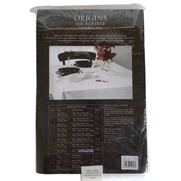 Bardwil Linens White 60" x 84" Oblong Tablecloth Vintage Textured Microfiber - Picture 4 of 7